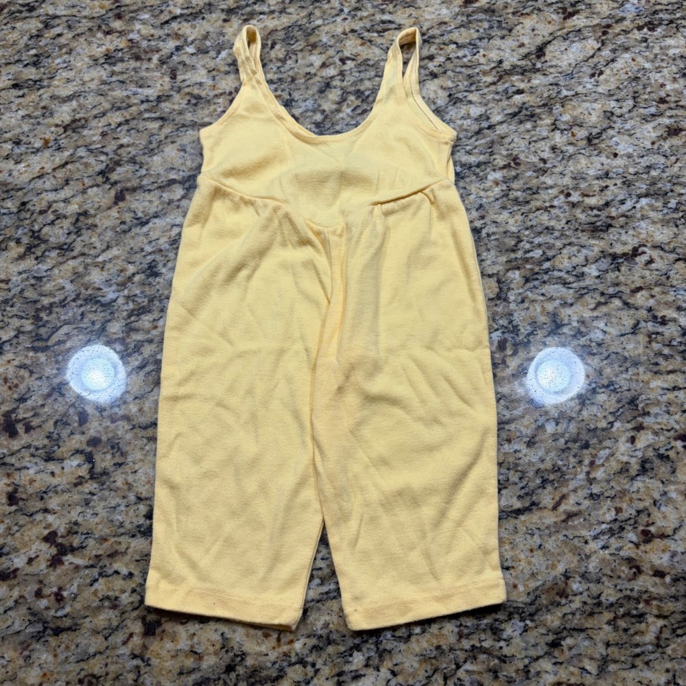 Vintage Jet Set Kids Yellow Sleeveless Jumpsuit Size 12M Cotton Blend Scoop Neck